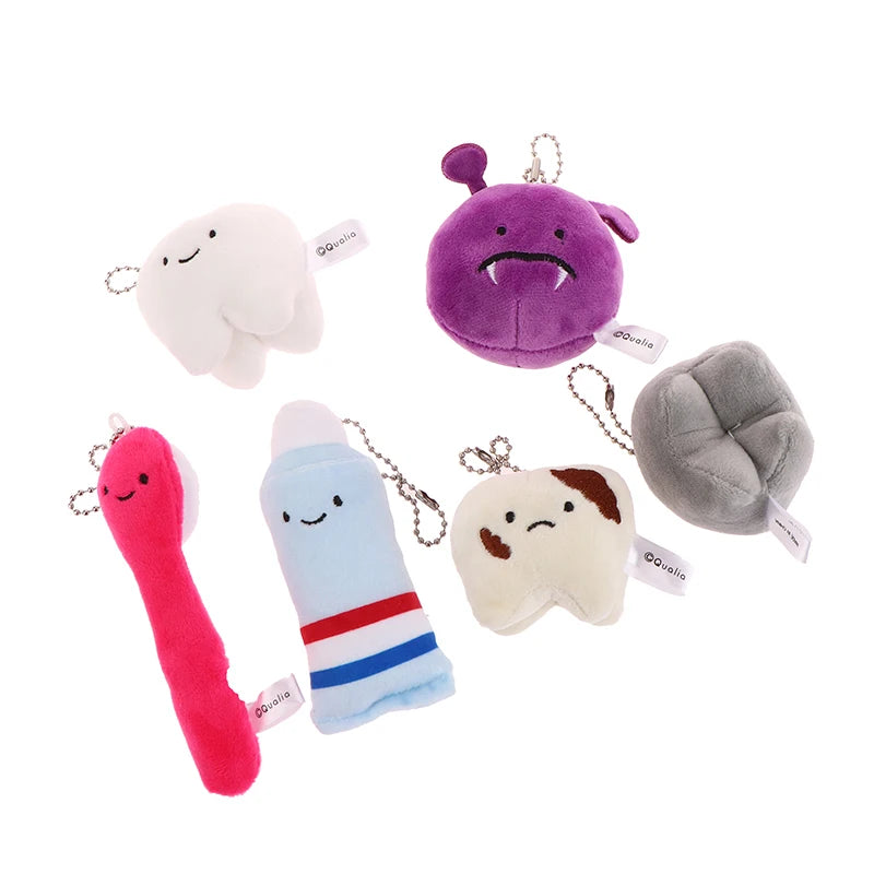 Cute Fun Plush Doll Toy Cartoon Stuffed Tooth Toothpaste Toothbrush Dolls Keychain Bag Pendant For Kids Gifts