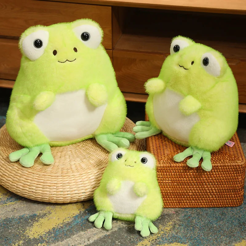 Funny Green Frog Plush Toy Soft Plushie Stuffed Frog Figure Dolls Cute Cartoon Animal Doll For Children Birthday Gift Room Decor