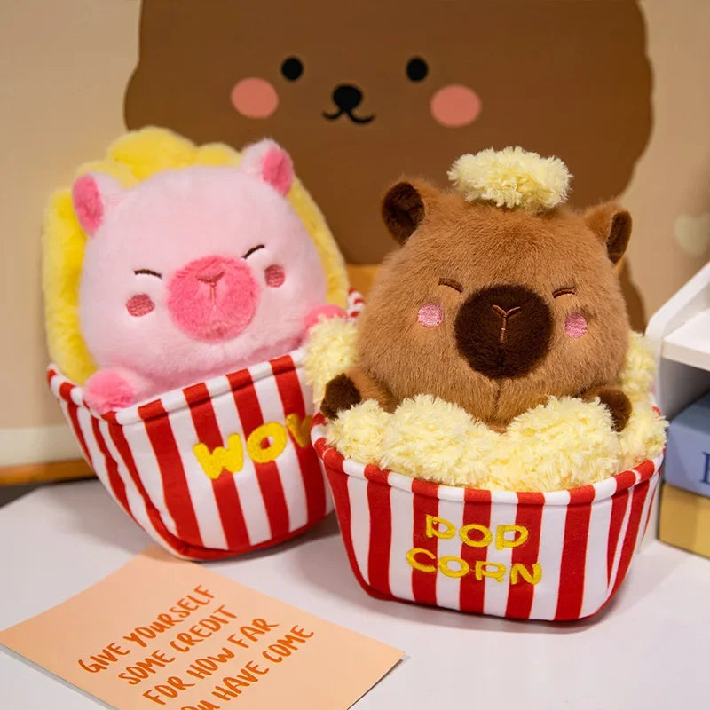 Funny Kapibala  with Lotus French Fries Plush Toy Cute Internet Celebrity Capybara Doll  Cute Doll Guinea Pig Doll Boys Girls