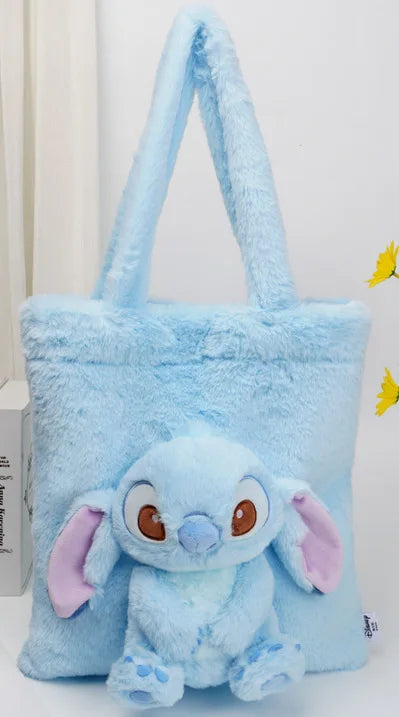 Disney Stitch Authentic Angie Doll Plush Toys New Purple Lavender Angie Milk Tea Cup Hair Doll Stitch Bags Backpacks Plush Toy