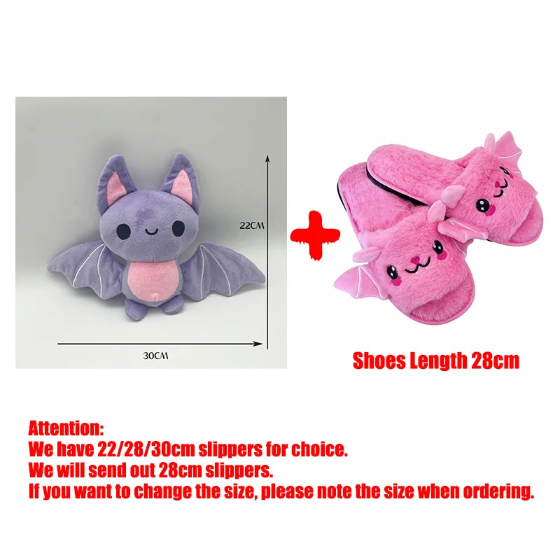 TreasuringU Halloween Kawaii Bat Plush Toys with Slippers Cute Plushie Dolls Cartoon Funny Ghost Toys Kids Birthday Gift