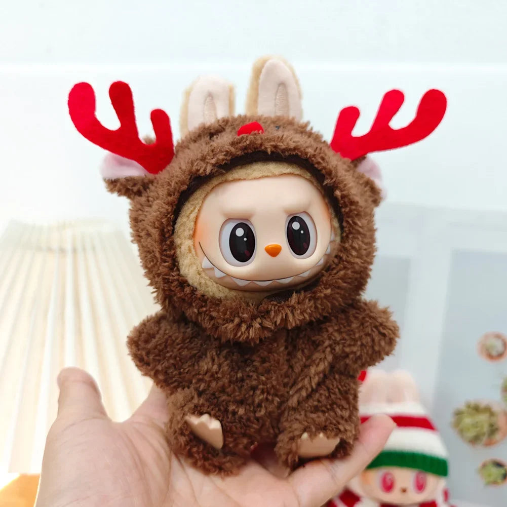 For 17 cm Labubu doll clothes Christmas one-piece elk labubu doll baby clothes change Cute Decoration Little Clothes