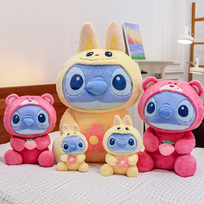 20/30cm Disney Stitch Plush Toy Strawberry Bear Style Stitch Children's Christmas Pillow Doll Batch Anime Pillows Doll