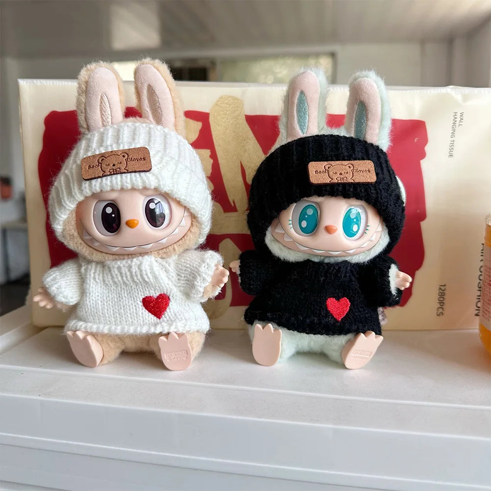 Mini Plush Doll'S Clothes Outfit Accessories For Korea Kpop Exo Labubu Idol V2 sitting party Love sweater hat set Clothing Gift