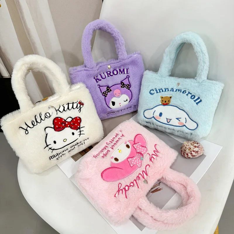 Sanrio Kuromi Plush Bag Melody Kitty Shoulder Bag Handbag Birthday Gift Female Accessories Peripheral Toys Movie Peripherals