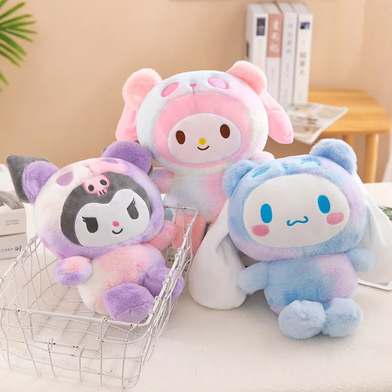 Kawaii Sanrio 25CM Plush Dolls Kuromi Hello Kitty Melody Cinnamoroll Plush Soft Stuffed Animals Dolls Plushie Pillow Xmas Gifts