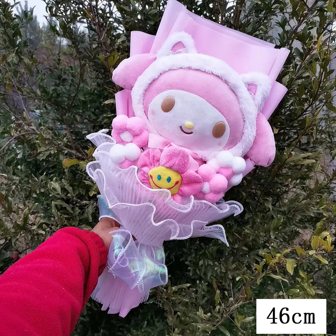 Sanrioed Kuromi My Melody Cinnamoroll Hello Kitty Anime Doll Toy Cartoon Plush Bouquet Valentine's Day Christmas Graduation Gift