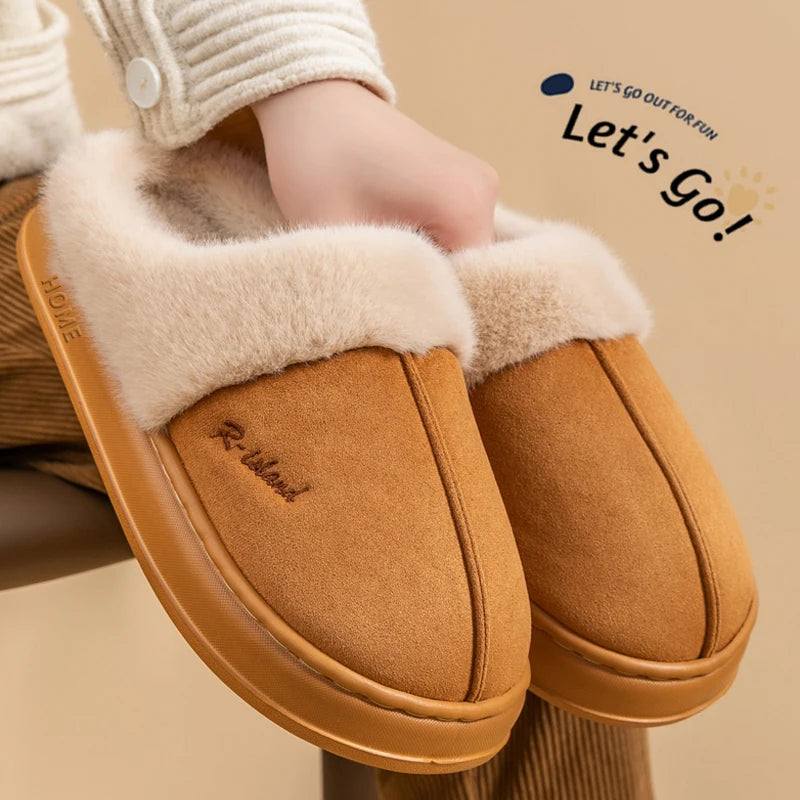 Platform Fluffy Slippers Women House Flats Fashion Plush Winter Designer Shoes Ladies Home Elegant Casual Footwear Big Size