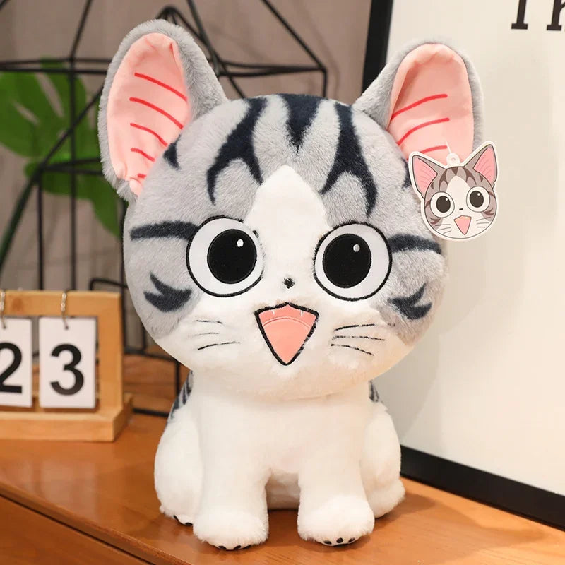 24-35cm Kawaii Cat Plush Toys Anime Character Chi Chi's Cat Stuffed Doll Soft Cheese Cat Home Decro