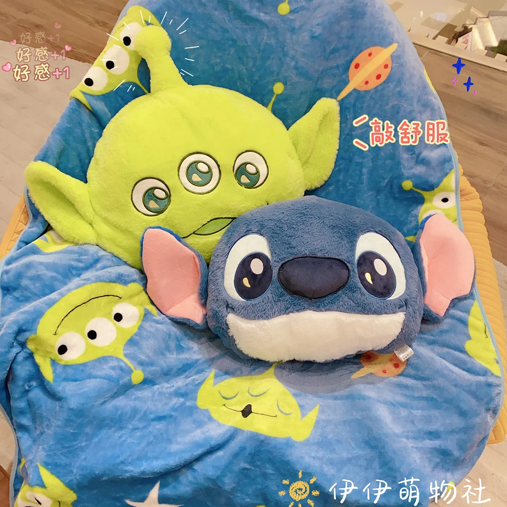 Kawaii Disney Stitch Plush Anime Stitch Plush Pillow Stitch Stuffed Alien Pillow Stitch Blanket Two In One Nap Blanket Girl Gift