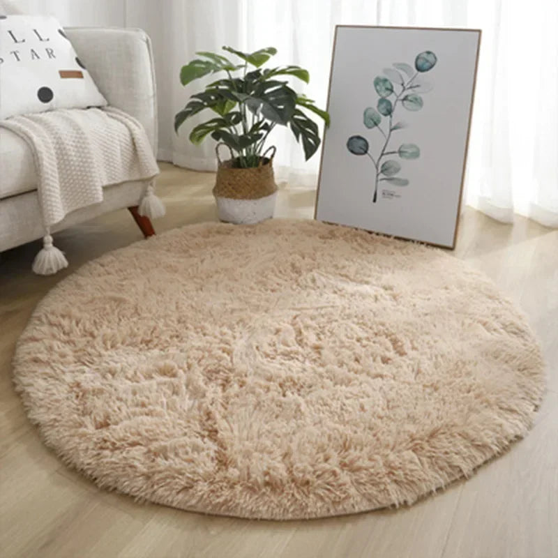 VIKAMA Cute Round Soft Shaggy Dirty Resistant Rug Modern Kids Bedroom Round Rug Plush Baby Room Shaggy Round Carpet