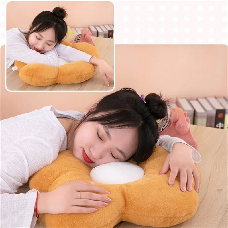 Winter Kawaii Colorful Flower Plush Pillow Soft Nap Office Classroom Chair Cushion Couch Pillow Bedroom