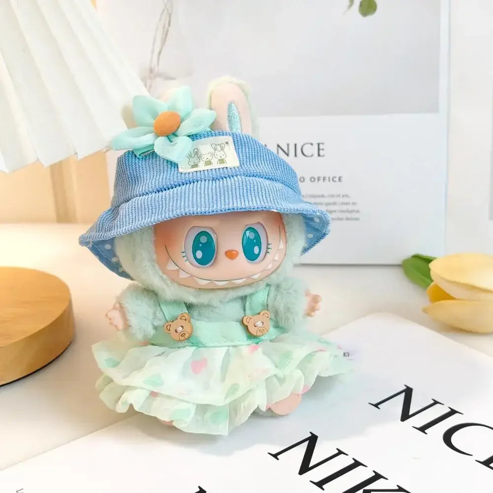 17cm Mini Plush Doll'S Clothes Outfit Accessories For Korea Kpop Exo Labubu V1 V2 Idol baby clothes Wrinkle dress Clothing Gift