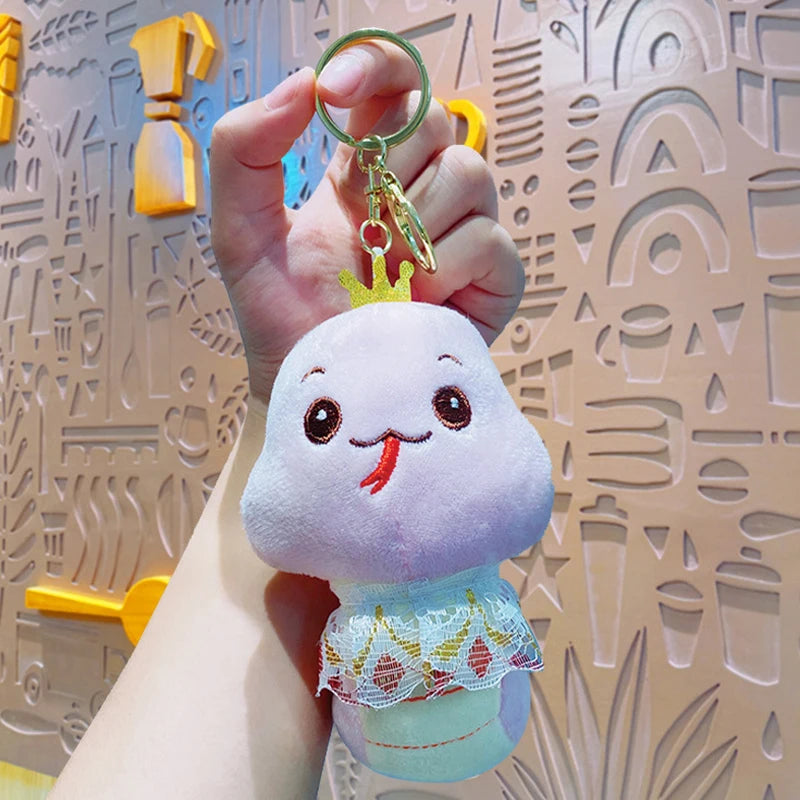 Cartoon Plush Q-Version Zodiac Snake Plush Keychain Pendant Stuffed Doll Lucky Mascot Gifts For Children Chinese New Year Decora