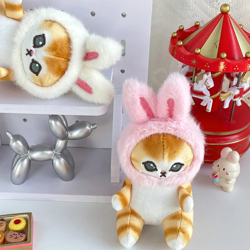 Cute kittens, plush dolls, bunnies, three-dimensional animal toys, creative personality, school bag pendants, fashion keychains