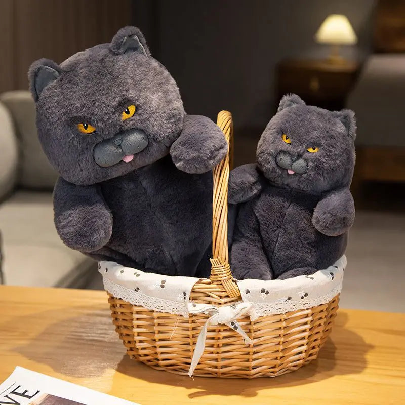 30cm-60cm Kawaii British Shorthair Cat Soft Plush Toys Stuffed Animal Dolls Gift Lovely Fat Gray Cats Pillow Home Decor