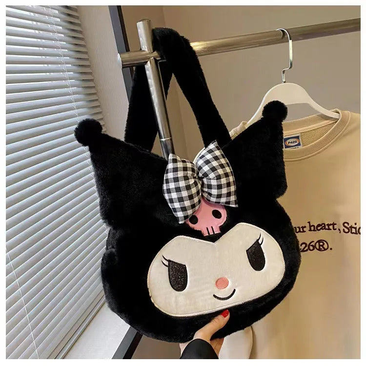 Sanrio Plush Cinnamoroll Melody Kuromi Women Tote Handbags Shoulder Bags Fashion Female Messenger Bags Purses Xmas Gifts