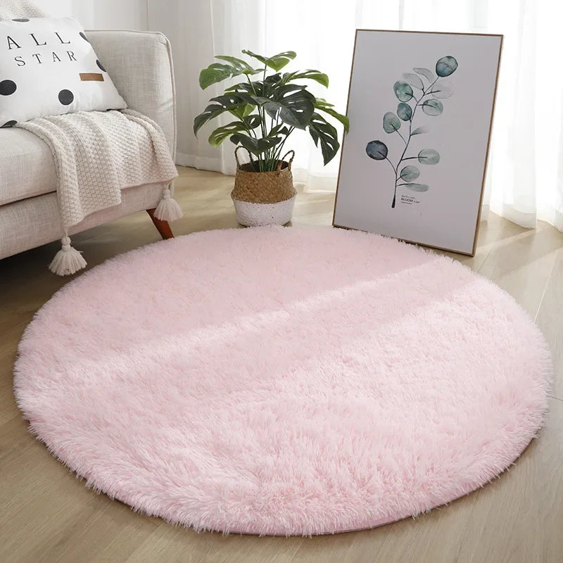 Vikama home decorat round soft runner rug for bedroom living room plush fluffy mat shag furry area carpet non-slip girls room