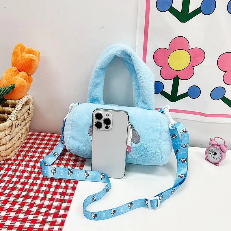 Kawaii Sanrio Plush Bag Kuromi Cinnamoroll Shoulder Ba Anime Plushies Handbag My Melody Messenger Backpack Phone Storage Gifts