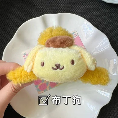 2024 New Sanrio Plush Hair Band Toy Cute Kuromi Hello Kitty Cinnamoroll My Melody Pompom Purin Headdress Kid Girl Birthday Gifts