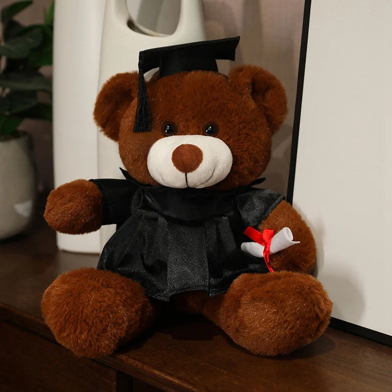 33cm High Quality Cute Graduate Dr. Bear Plush Toy Stuffed Teddy Bear Kawaii Toys for Kids Student Funny Graduation Gift