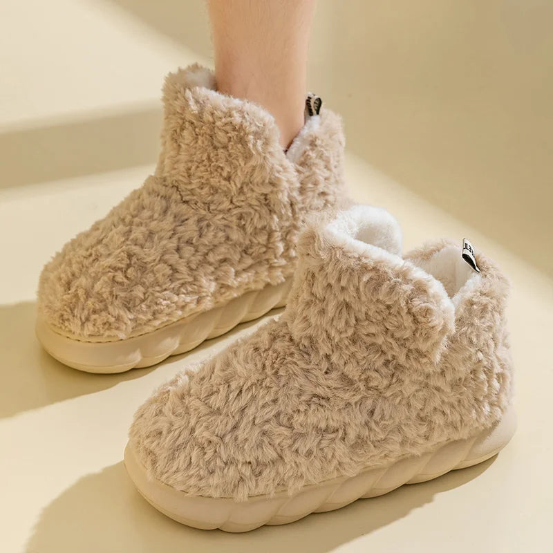 Cotton slippers for women's autumn and winter home use, new indoor plush bags with warm heels for external wear