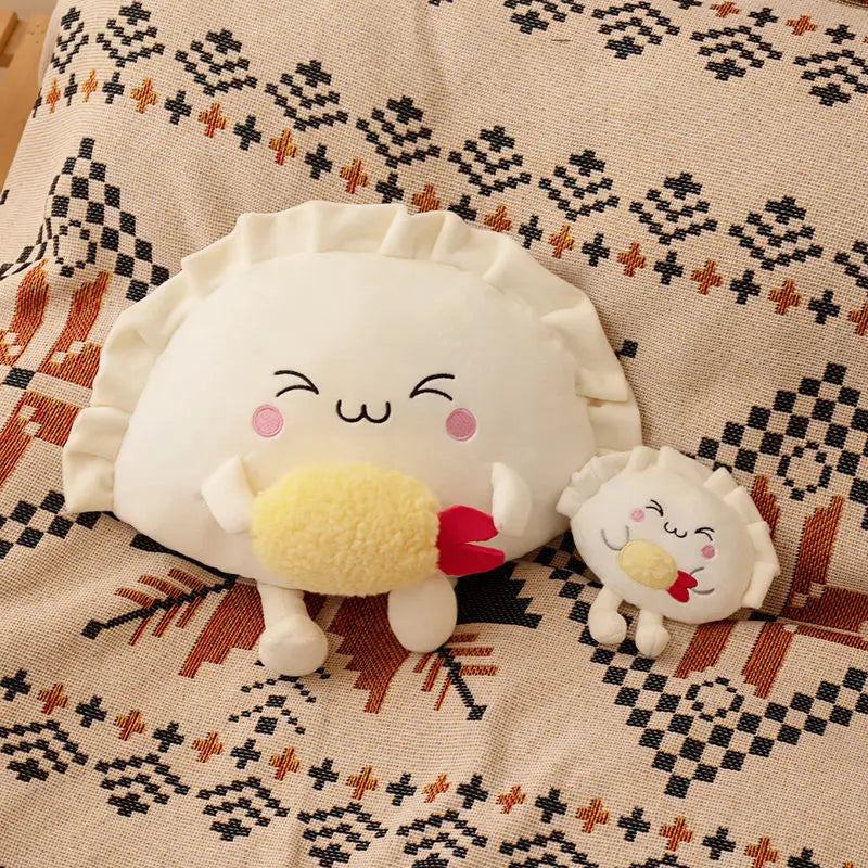 Hot Sale Cute Dumpling Plush Pillow Funny Fried Food Egg Shrimp Dumpling Plushie Kawaii Stuffed Toys Soft Hugging Gifts for Kids