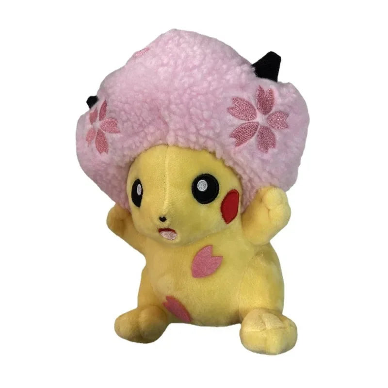 Anime Genuine Sakura Pikachu Plush Doll Japanese Pokémon Pikachu Sakura Headwear Funny Cute Plush Doll Girls Lovely Gifts Toy