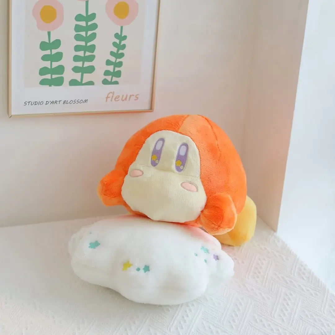 Cute Kirby Lying on the Clouds Plush Toy Lovely Waddle Dee Doll Stuffed Anime Plushies Throw Pillow Back Cushion Birthday Gifts