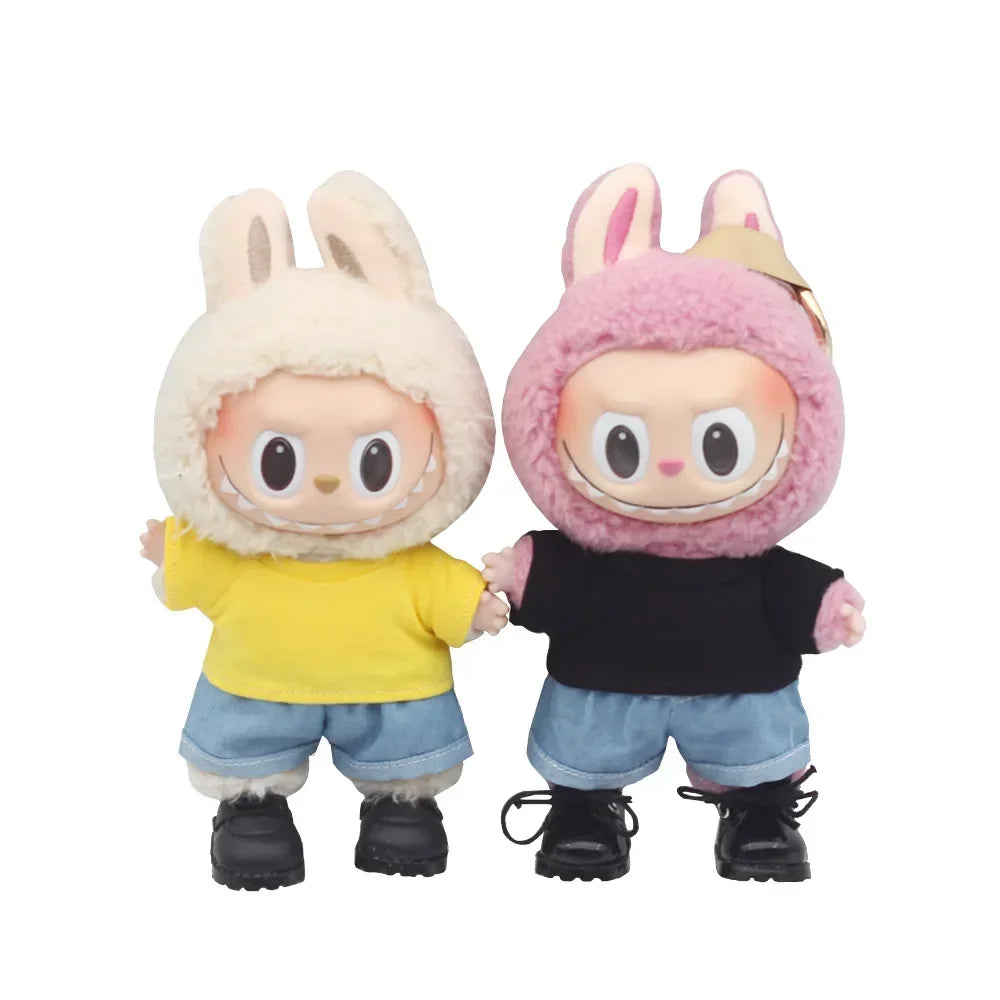 Plush Doll'S Clothes Outfit Accessories For Korea Kpop Exo Labubu Idol Dolls T-shirt denim shorts set Clothing