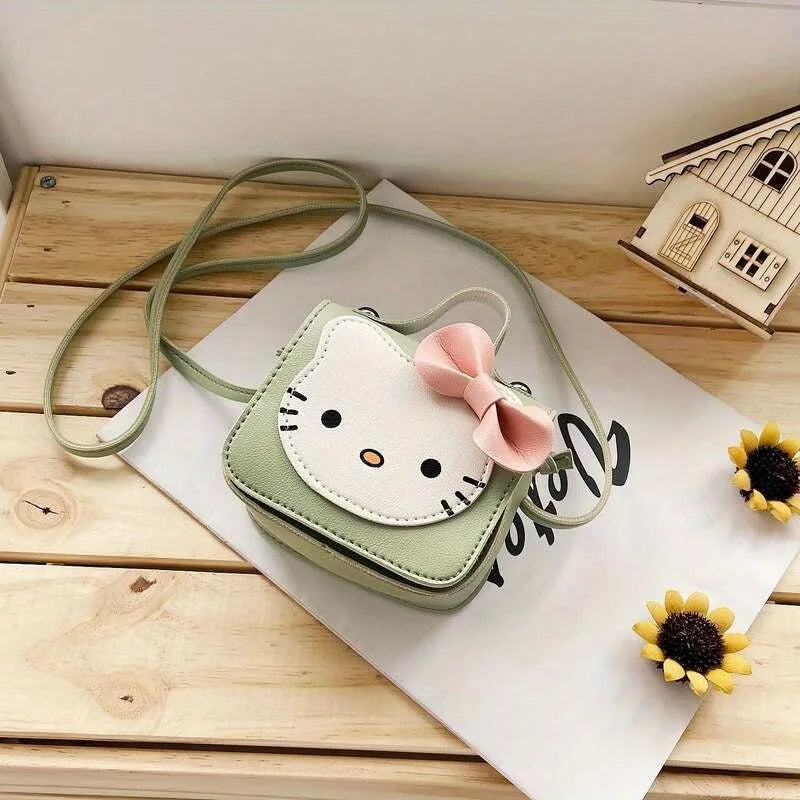 Sanrio Hello Kitty Kawaii Cute PU Shoulder Bag New Fashion Trendy Women's Crossbody Bag with Bow Perfect Gift for Girlfriend