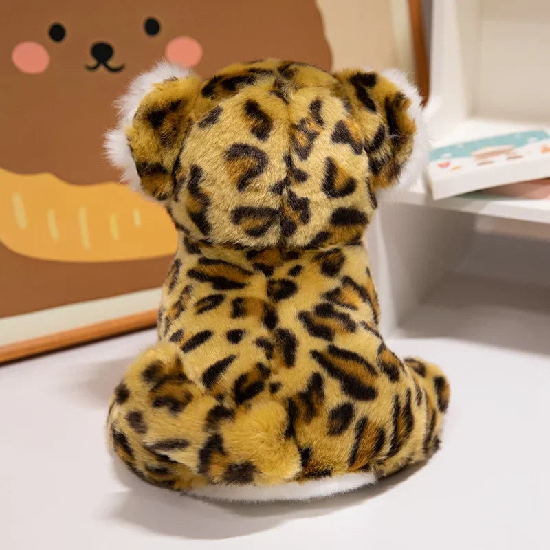 15-25cm Real Life Leopard Plush Toys Cute Simulation Cheetah Cub Models Stuffed Soft Animal Baby Doll Room Decor Cute Gift