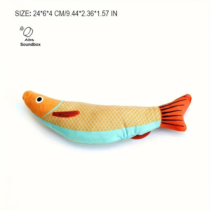 1PC Realistic Fish Cat Toy - Interactive Plush Chew Toy with Sound, Bite-Proof for Cats & Kittens - Stimulates Play