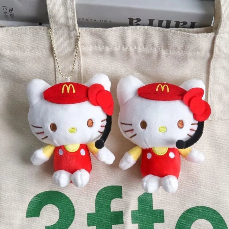 Sanrio Animation Peripheral McDonald's Hello Kitty Plush Doll Car Keychain Student School Bag Pendant Couple Holiday Gift