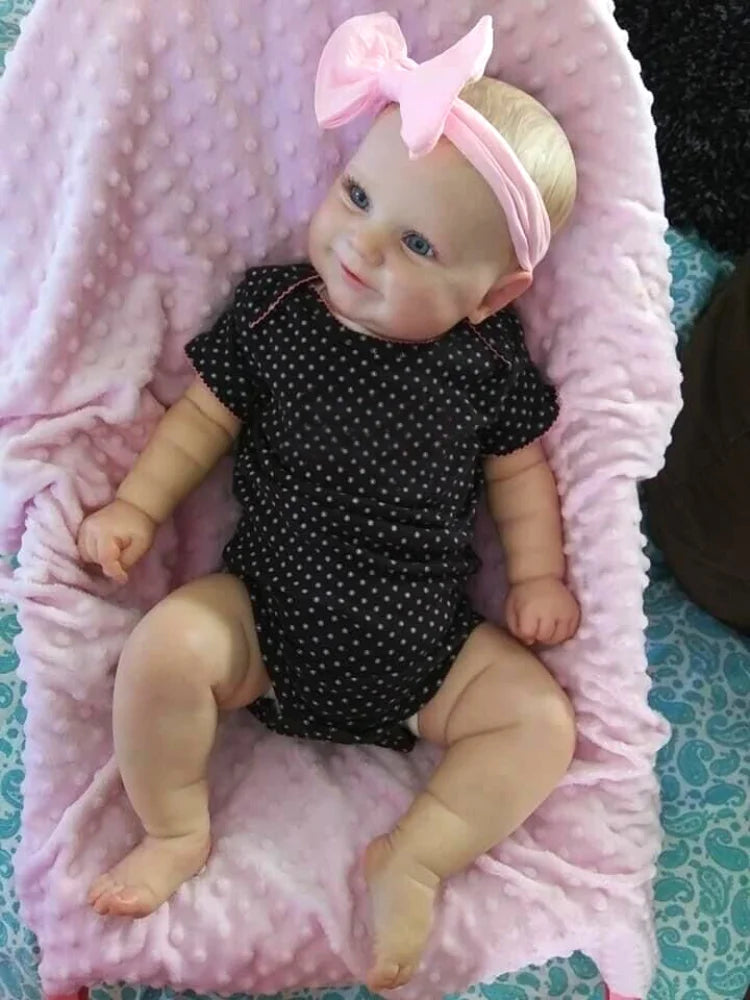 19Inch Already Finished Reborn Baby Doll Maddie Smile Girl Handmade 3D Skin Visible Veins Art Collection Doll Toy Figure Gift