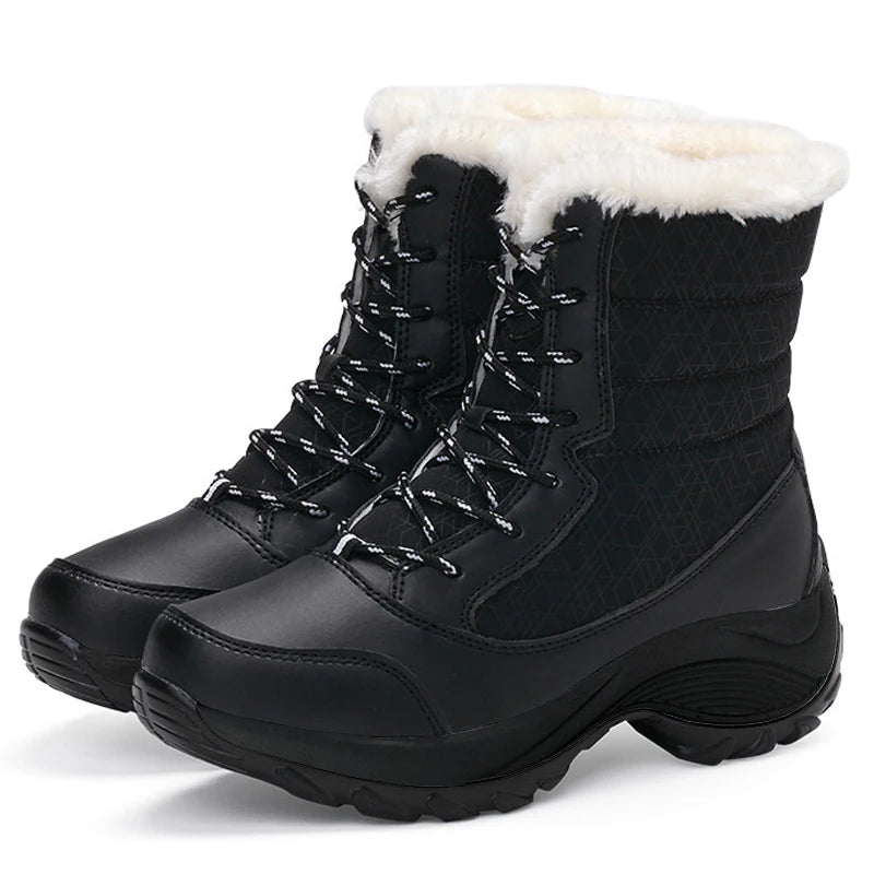 Snow Boots Women Platform Boots Non-slip Women Winter Shoes Fur Warm Ankle Boots for Women Wedges Waterproof Thigh High Boots