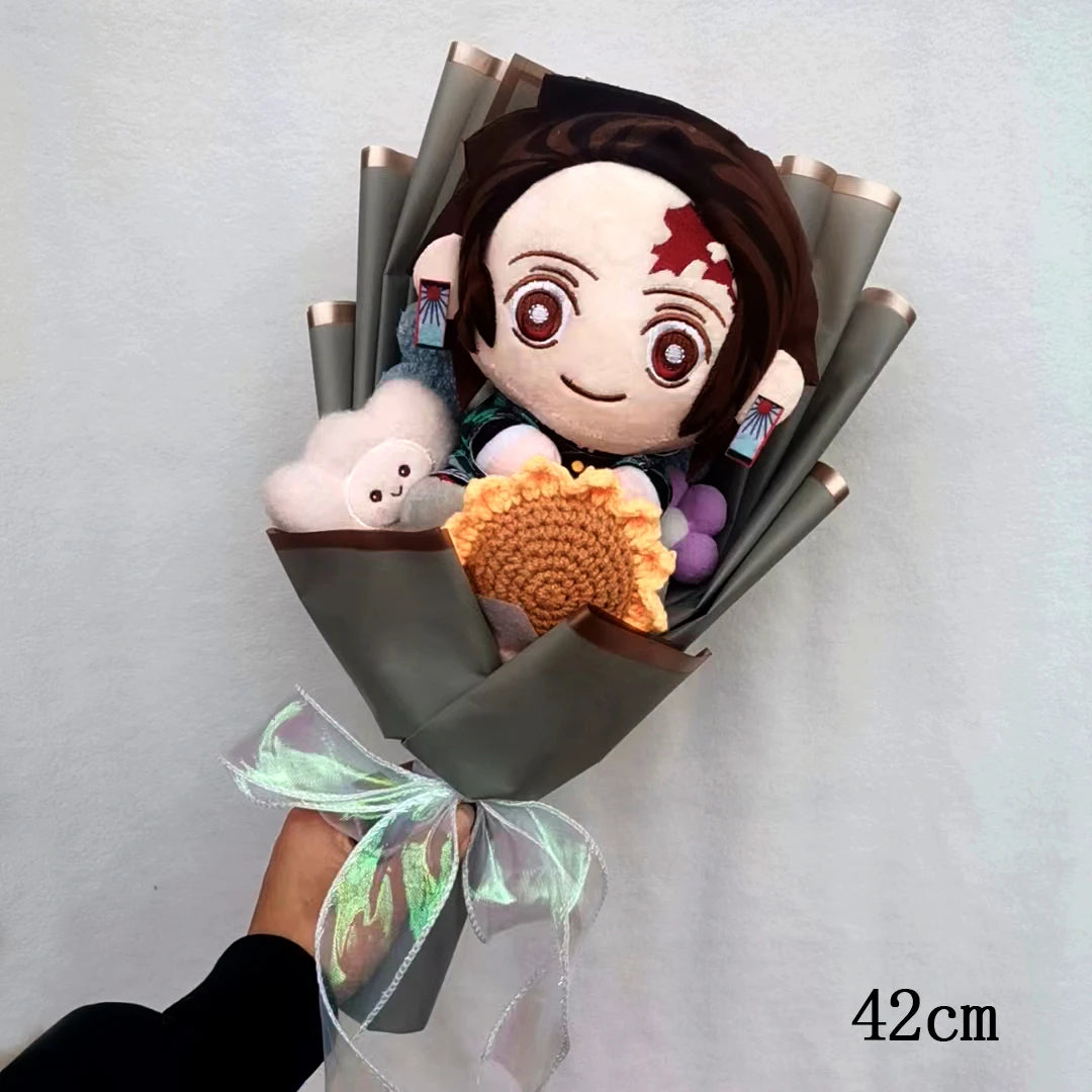 New Anime Ghost Slayer Plush Bouquet Blade Plush Doll Tanjiro Nezuko Game Peripheral Birthday Valentine's Day Graduation Gift