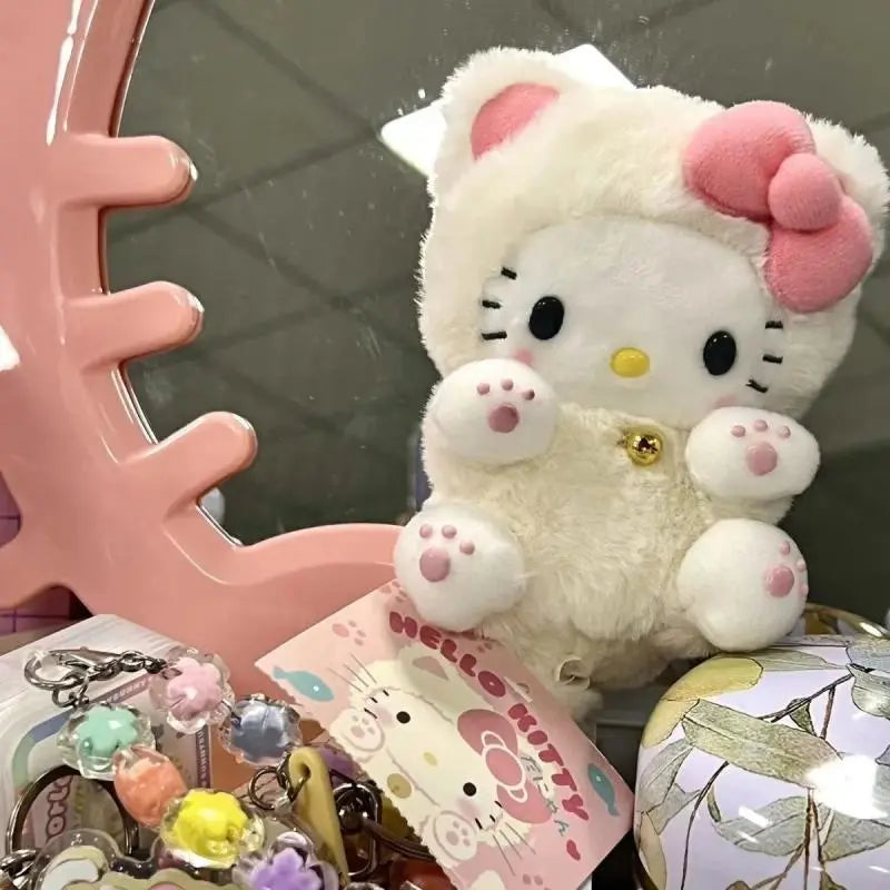 Hello Kitty Plush Doll - Kawaii Anime Cartoon Bow KT Cat Cute Stuffed Pendant for Kids Birthday Gift