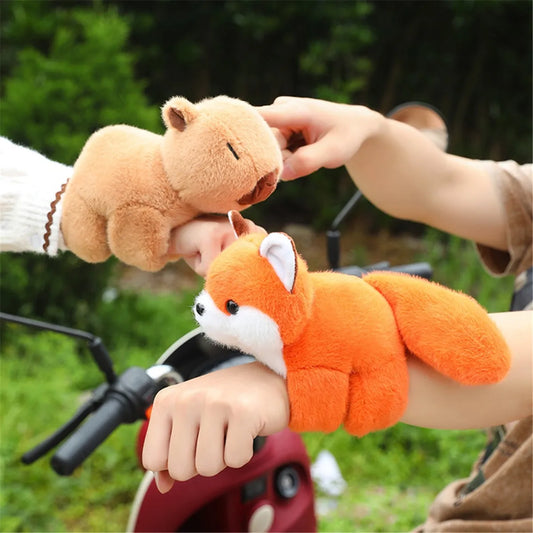 New Lovely Capybara Animal Slap Snap Wrap Wristband Bracelet Capybara Panda Fox Plush Hand Ring Wristband Toy Birthday Present