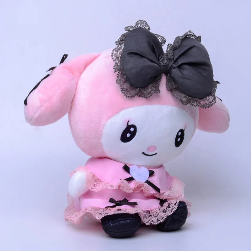 Kawaii Sanrio Keychain My Melody Pink Plush 24cm Throw Pillow Black Kuromi Bedroom Decortation Girls Birthday Gift