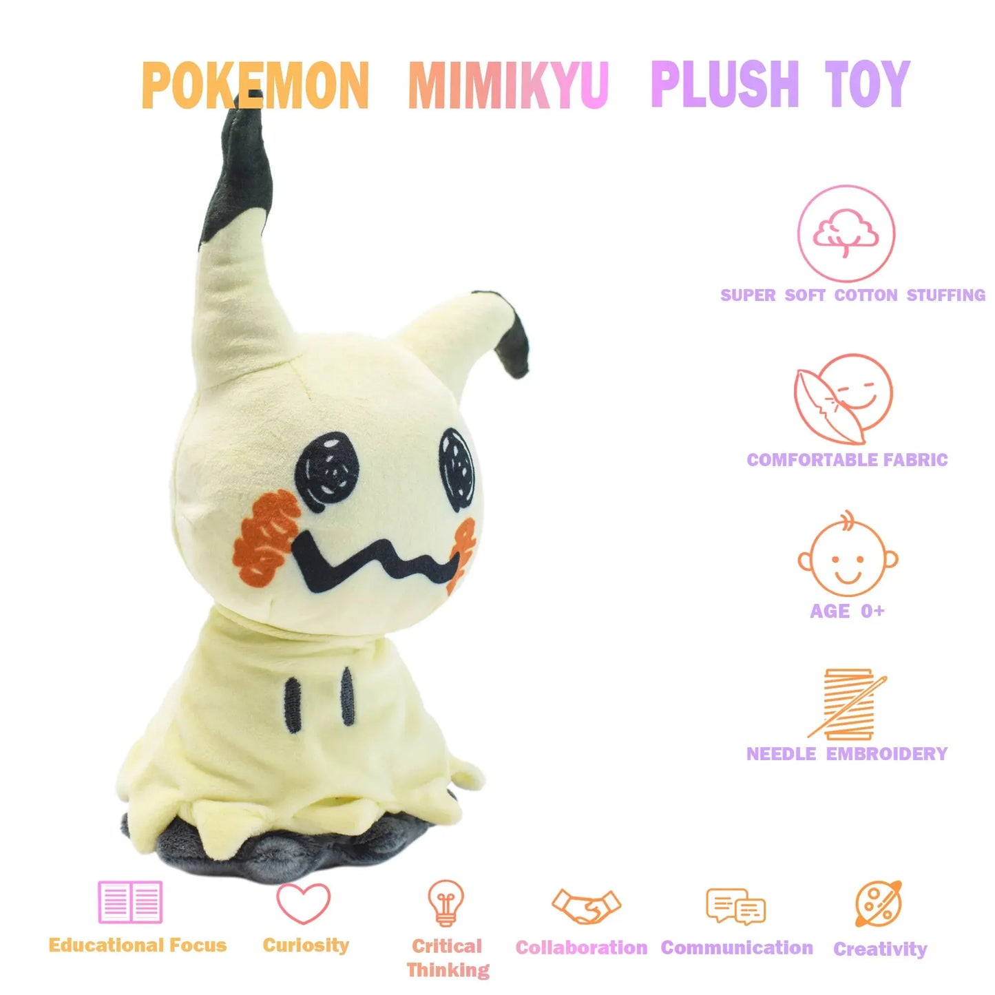 Mimikyu Eevee Stuffed Plush Toy,Birthday Kids Gifts,Christmas,Anime Character Dolls 7"