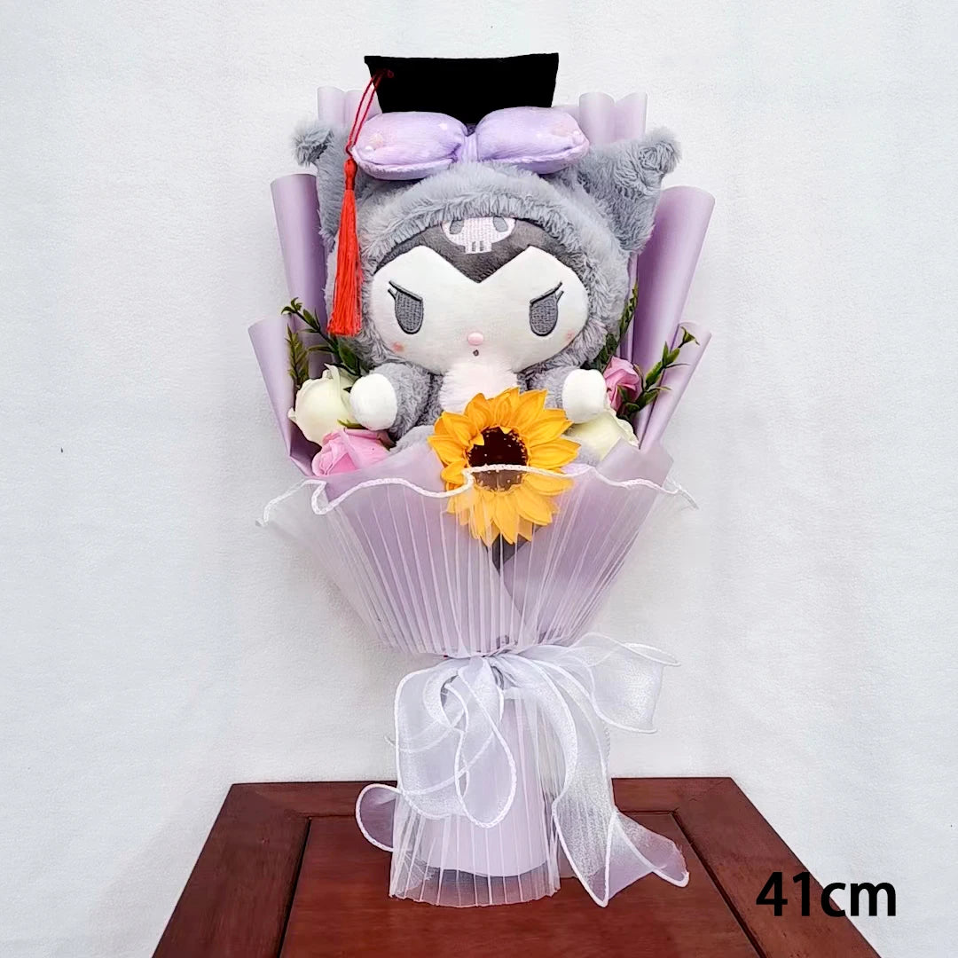 Kuromi My Melody Hello Kitty Graduation Bouquet Sanrioed Anime Plush Doll Toy Valentine's Day Christmas Surprise Holiday Gifts