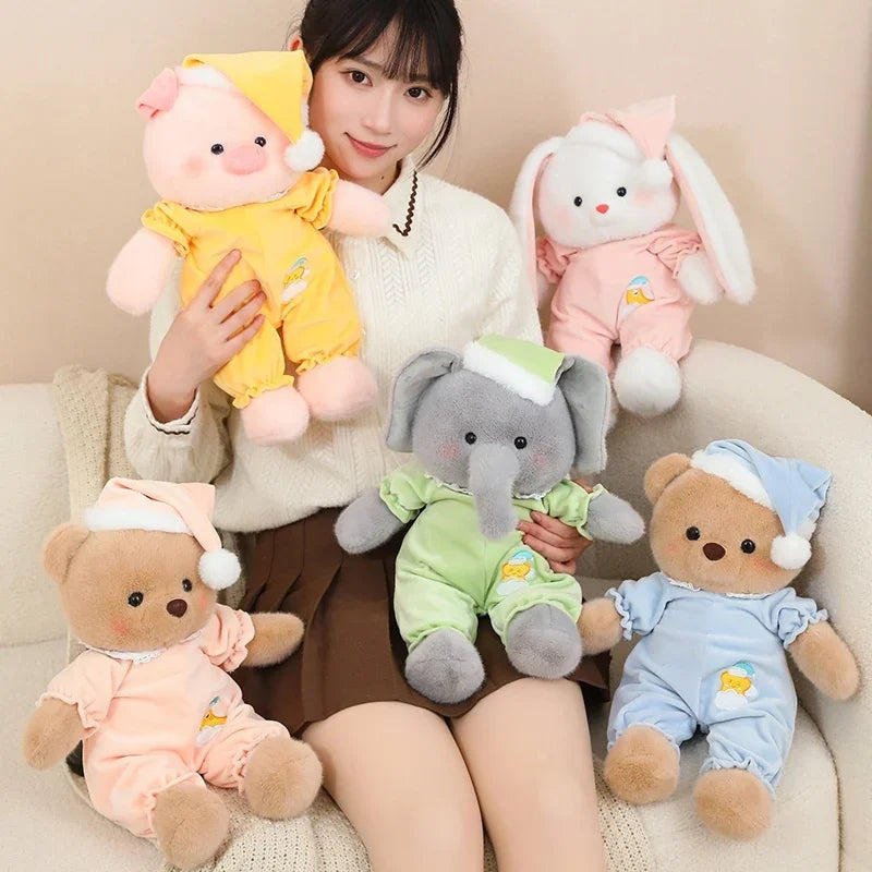 40cm High Quality Kawaii Pajama Bear Plush Doll Pink Blue Pajama Good Night Bear Plush Doll To Accompany Boys And Girls To Sleep