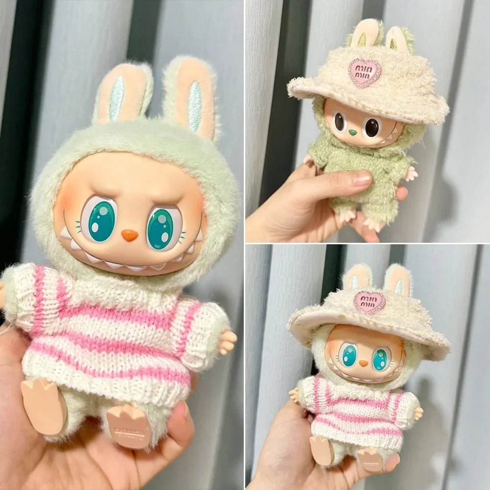 17cm Mini Plush Doll'S Clothes Outfit Accessories For Korea Kpop Exo Labubu Idol Cowboy love hat sweater suit Clothing Gift