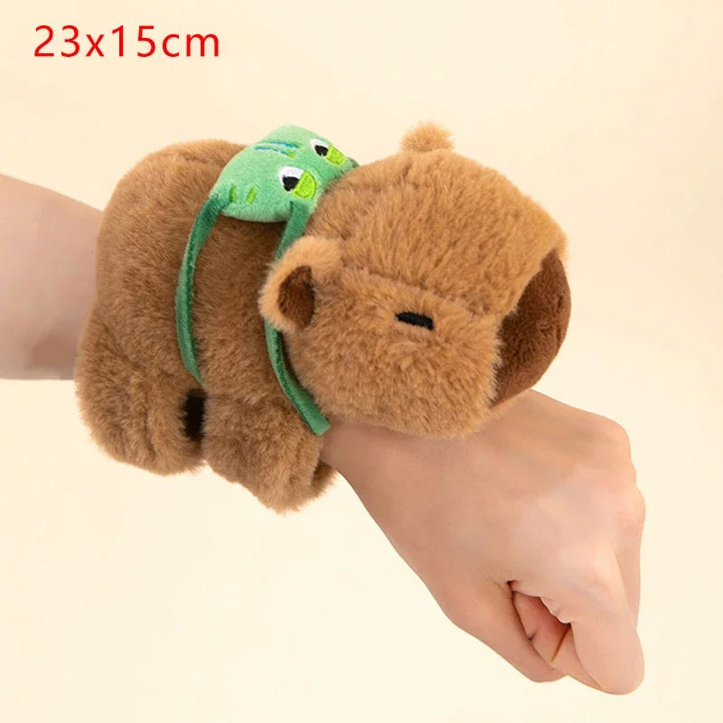 Lovely Capybara Animal Slap Snap Wrap Wristband Bracelet Plush Stuffed Animal Kawaii Capybara Hand Ring Wristband Kid Funny Toys