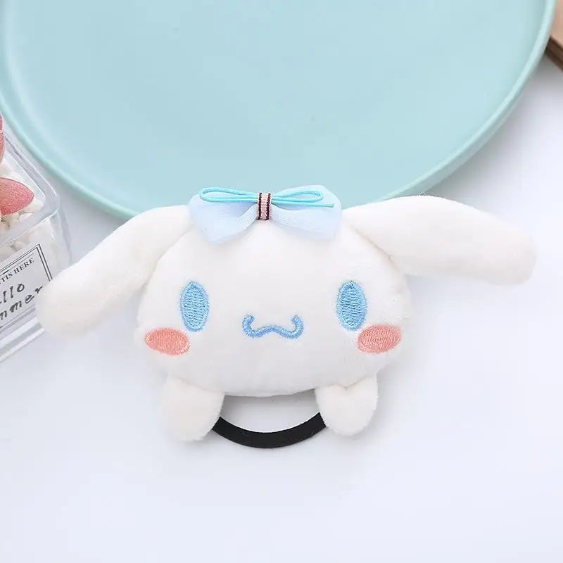 2024 New Sanrio Plush Hair Band Toy Cute Kuromi Hello Kitty Cinnamoroll My Melody Pompom Purin Headdress Kid Girl Birthday Gifts