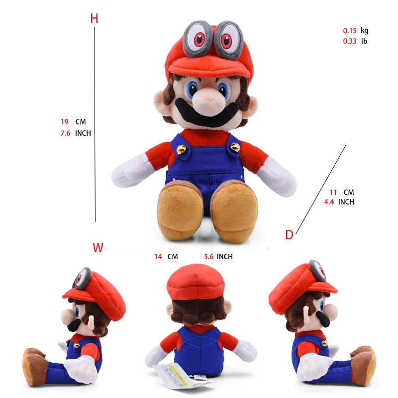 Mario Bros Plush Toys Luigi Yoshi Princess Peach Toadette Bowser JR Waluigi Wario Anime Stuffed Cartoon Peluche Dolls