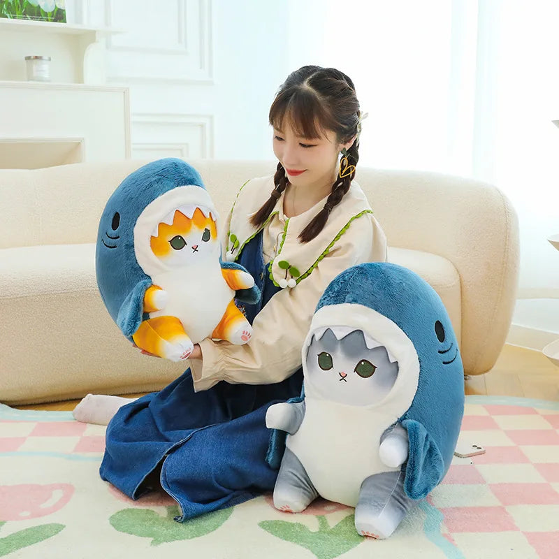 Fun Transformed Cat Doll Plush Toy Cute Gift for Girls and Children Transformed Doll Shark Cat 25cm