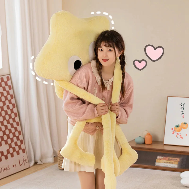 Long Cuddly Legs Pentagon Stars Strip Throw Pillow Kawaii Giant Pink Cherry Blossom Plush Toy Headrest Cushion Photo Ornaments