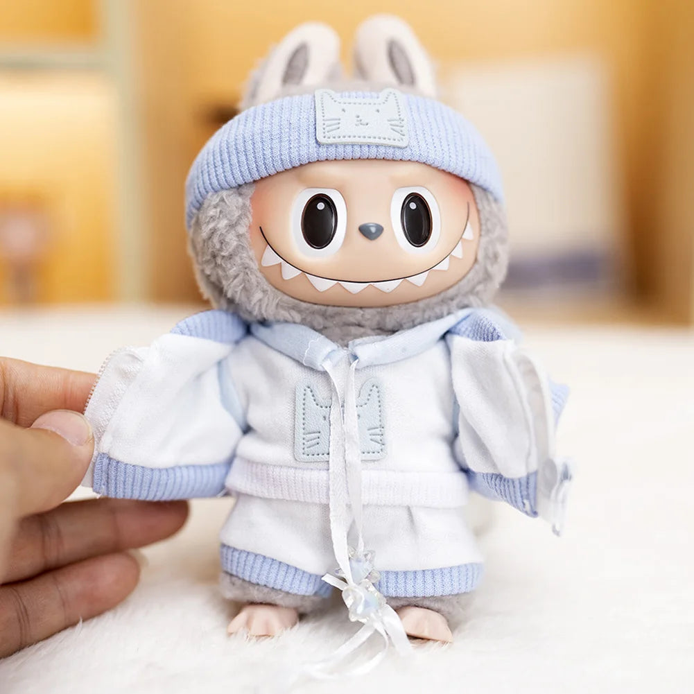 17cm Mini Plush Doll'S Clothes Outfit Accessories for Labubu Clothes Time to chill doll clothes